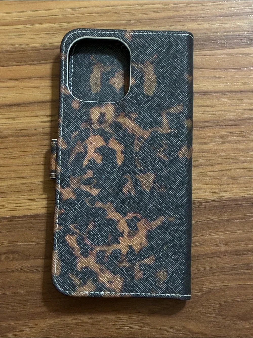 Phone Wallet Case - Brown & Black Patterned Folio